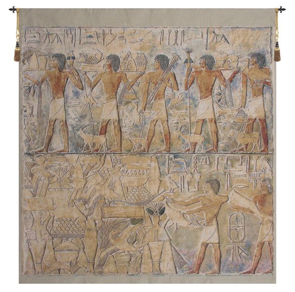 Saqqarah Beige Carre Belgian Tapestry Wall Hanging