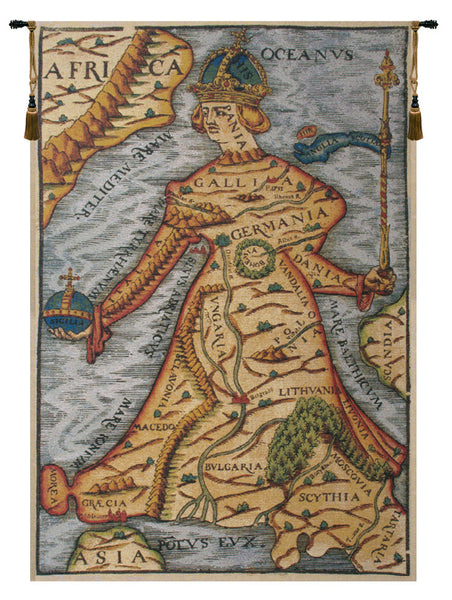 Ptolemaeus Map Belgian Tapestry Wall Hanging