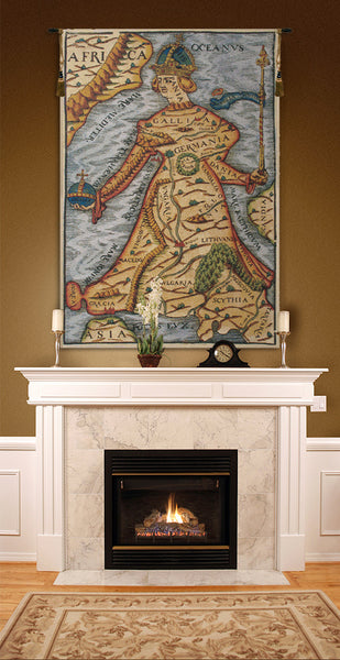 Ptolemaeus Map Belgian Tapestry Wall Hanging