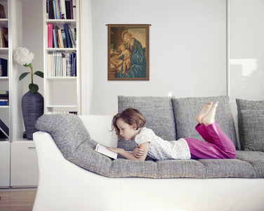 Madonna Del Libro Italian Tapestry Wall Hanging