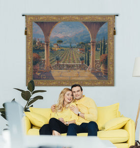 Lakeside Vineyard Belgian Tapestry Wall Hanging