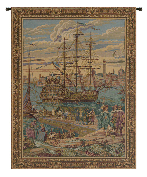 The Galleon Guardi Italian Tapestry Wall Hanging