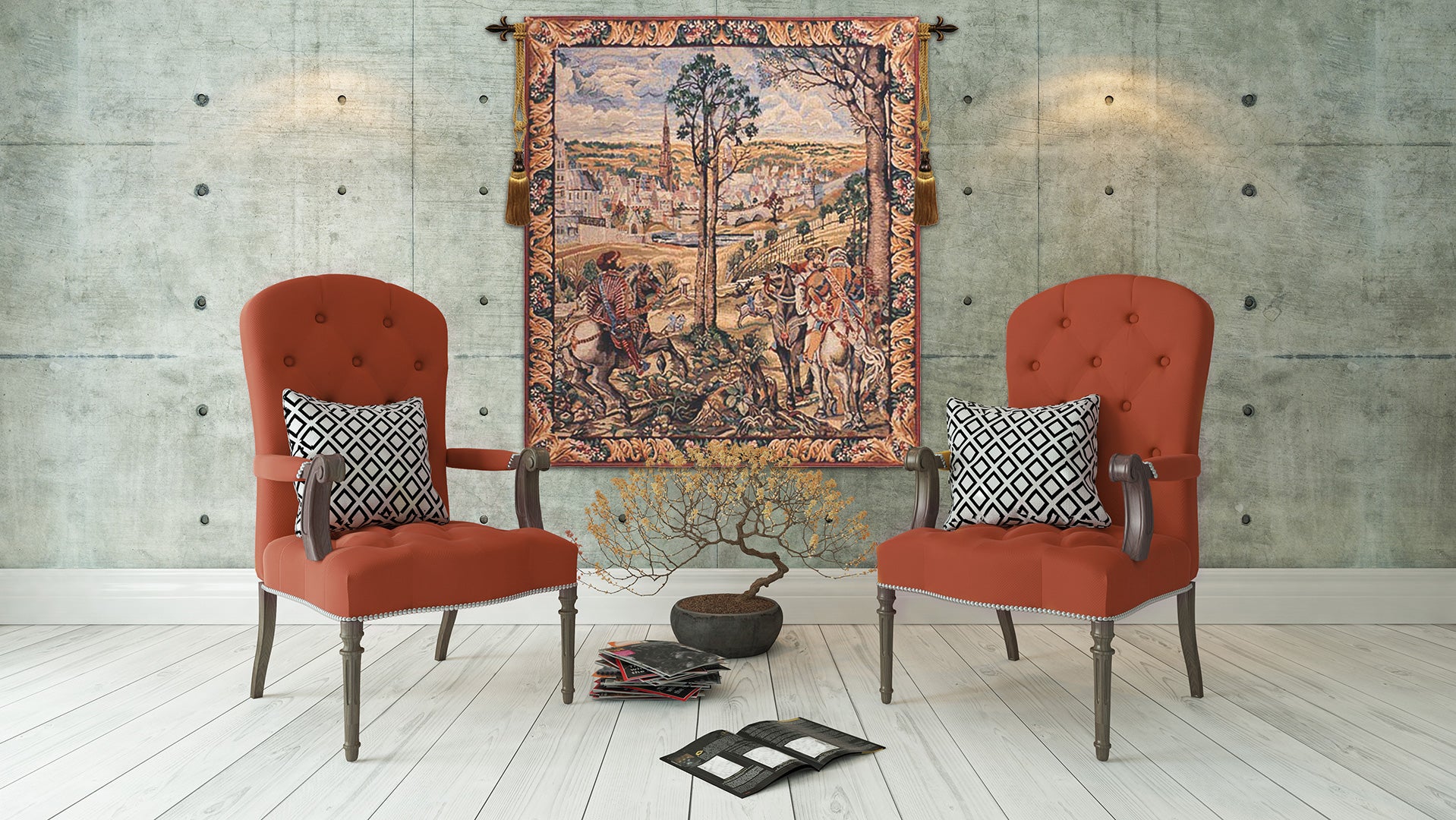 Old Brussels Flanders Vertical Belgian Tapestry Wall Hanging