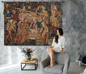 Grapes Harvest Vendanges Belgian Tapestry Wall Hanging