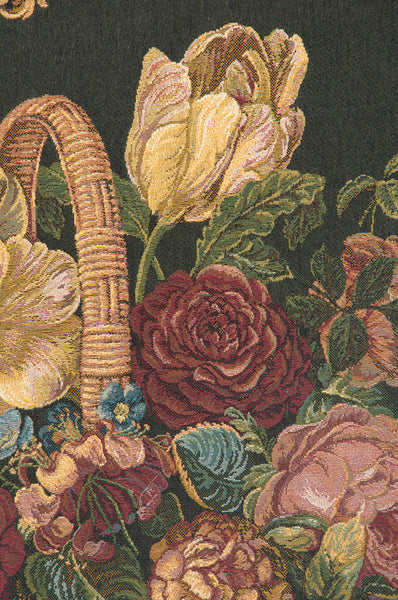 Flower Basket Black II Italian Tapestry Wall Hanging