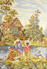 Washing by the Lake Vertical Italian Tapestry Wall Hanging