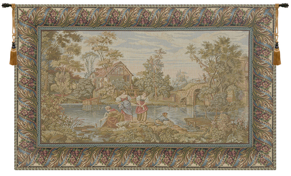 Washing Day at the Mill Horizontal  Italian Tapestry Wall Hanging