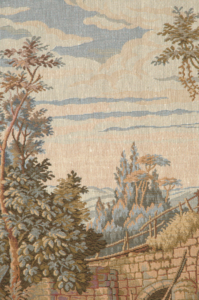 Fishing at the Lake Vertical Italian Tapestry Wall Hanging