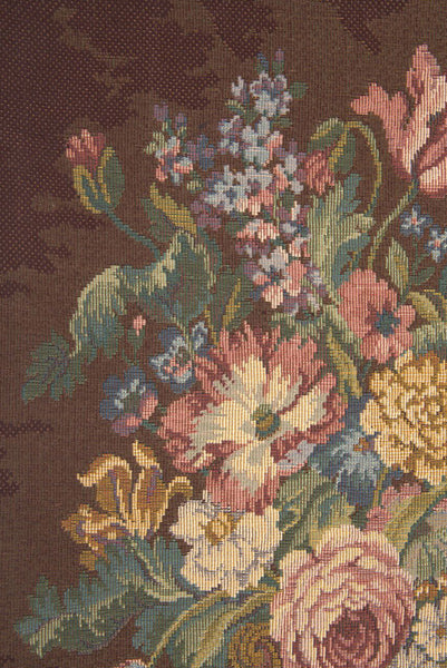 Vase with Flowers Brown Italian Tapestry Wall Hanging