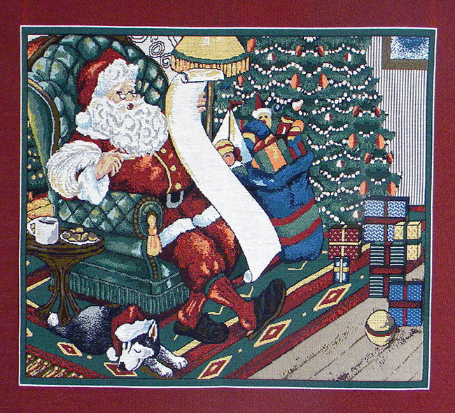 Santa on a Chair Italian Tapestry Wall Hanging