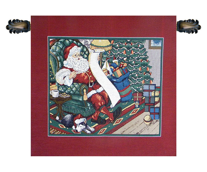 Santa on a Chair Italian Tapestry Wall Hanging