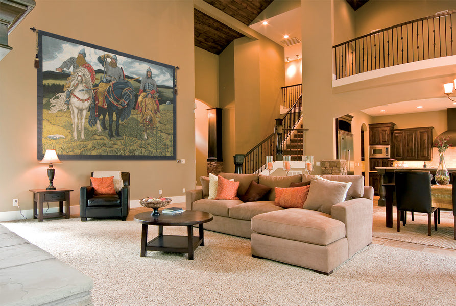 Knights the Bogatyrs Italian Tapestry Wall Hanging