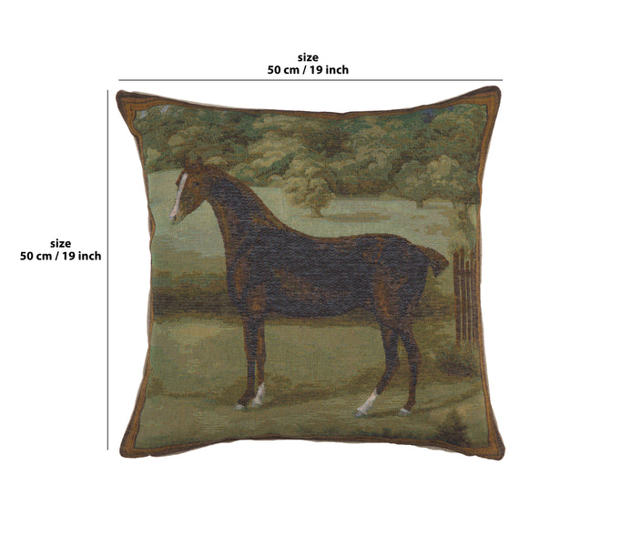 Black Horse French Tapestry Cushion