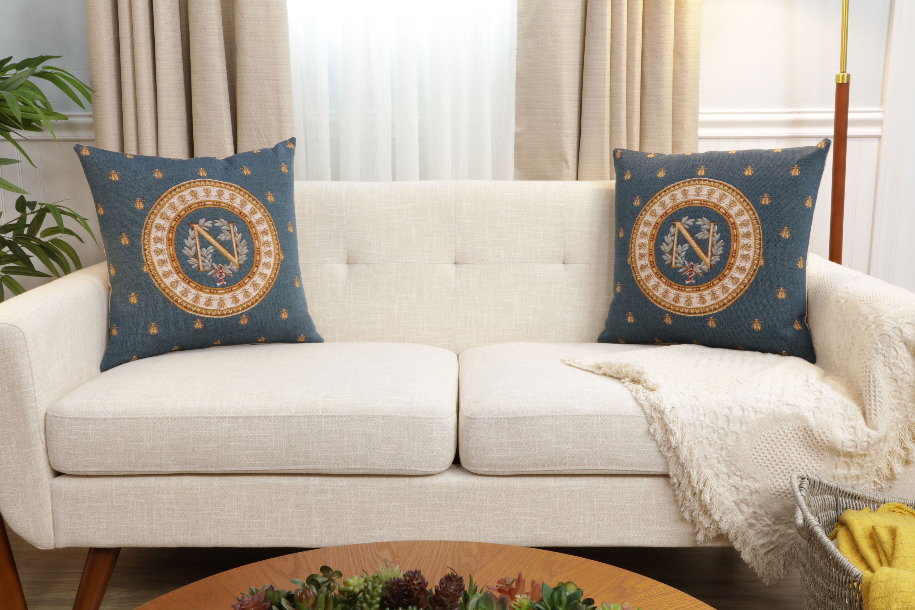 Blue Napoleon French Tapestry Cushion