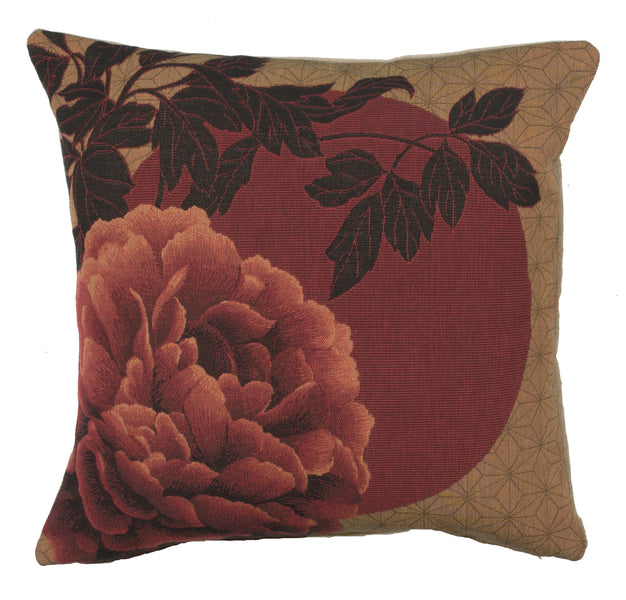 Red Peonies French Tapestry Cushion