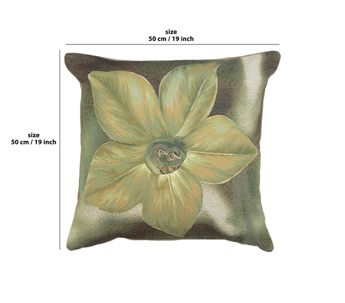 Green Star Flower French Tapestry Cushion