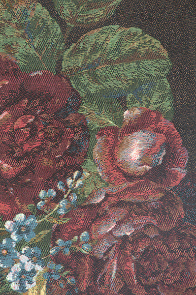 Silk Basket of Flowers Black French Tapestry