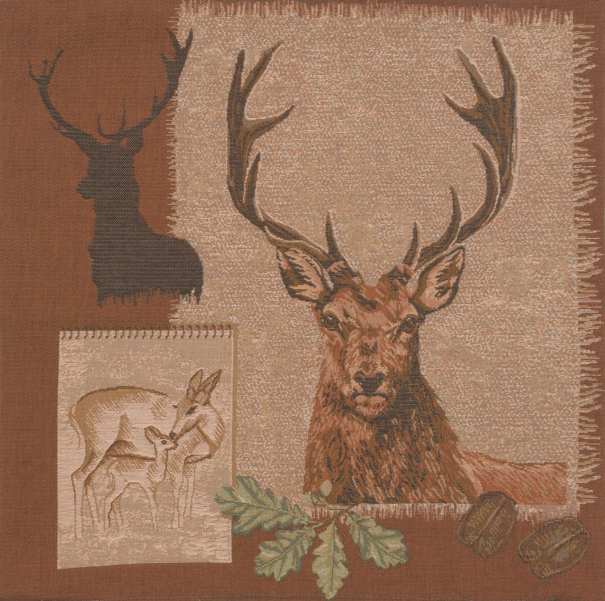 Deer Doe and Stag French Tapestry Cushion
