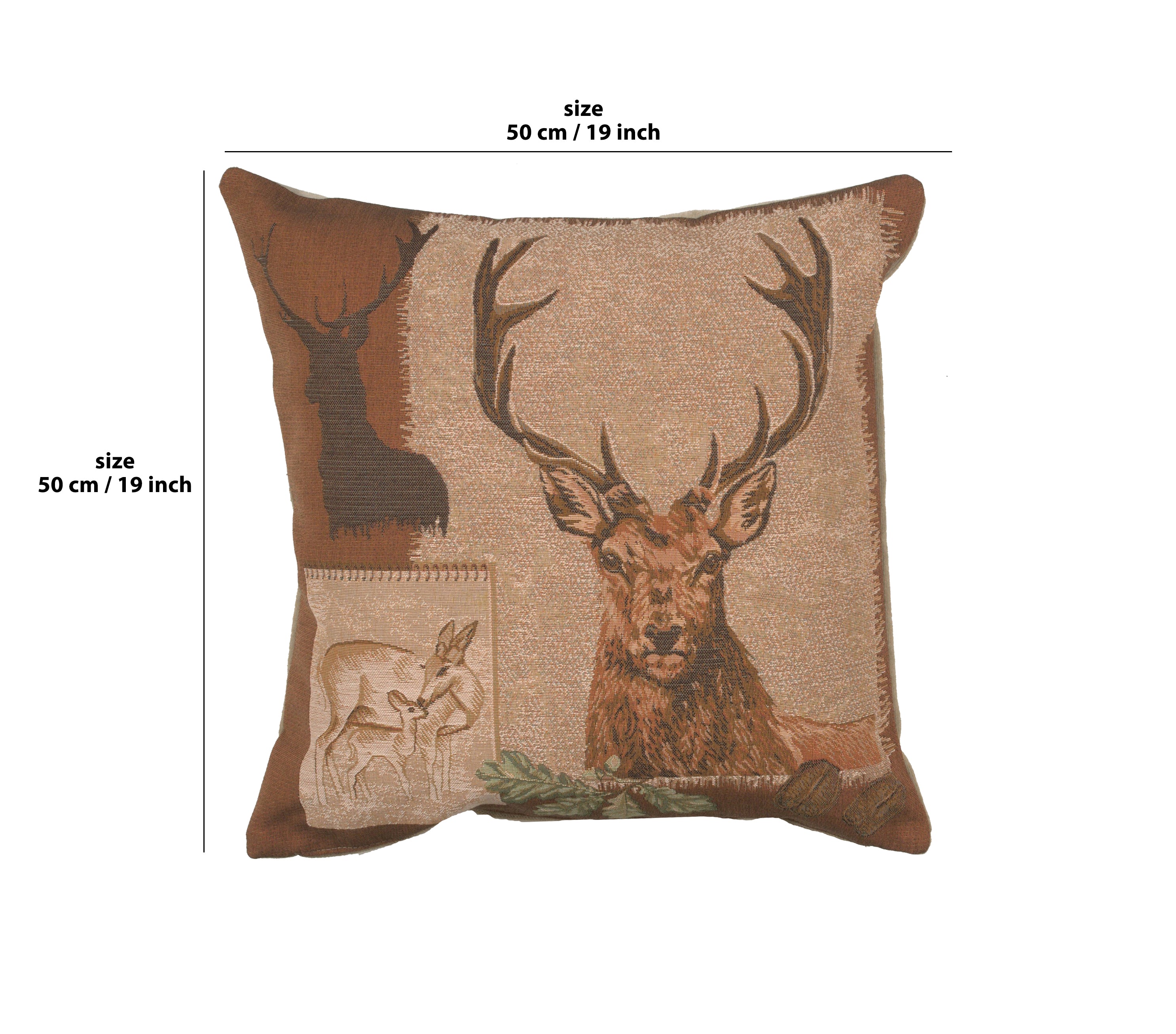 Deer Doe and Stag French Tapestry Cushion