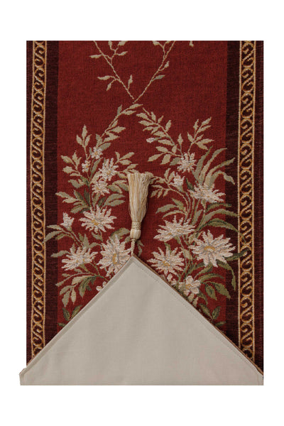 Aubusson Red French Tapestry Table Runner