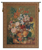 Terracotta Floral Bouquet Bright Belgian Tapestry Wall Hanging by Jan Van Huysum