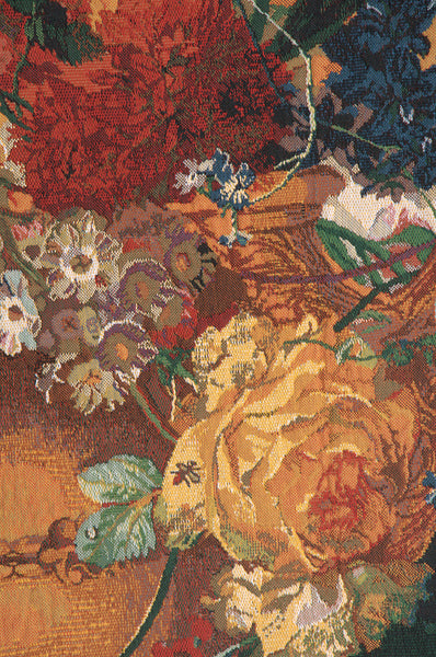 Terracotta Floral Bouquet Bright Belgian Tapestry Wall Hanging