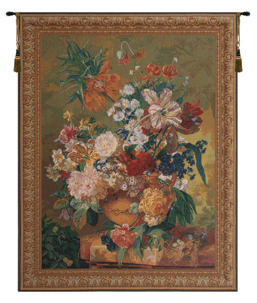 Terracotta Floral Bouquet Bright Belgian Tapestry Wall Hanging