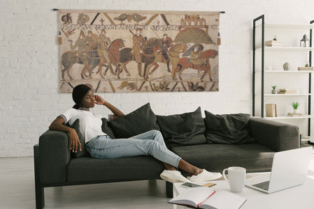 Bayeux Mont St Michael Belgian Tapestry Wall Hanging