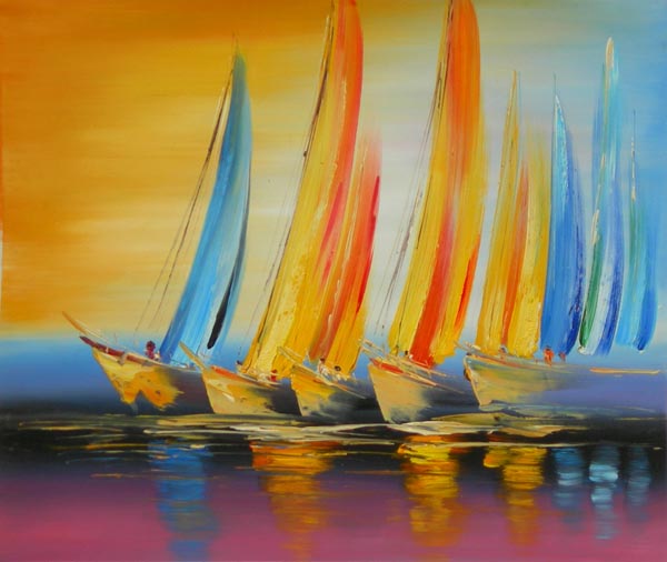 Sailboat Reflections Canvas Oil Painting