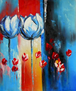 Two Blue Tulips Canvas Oil Painting