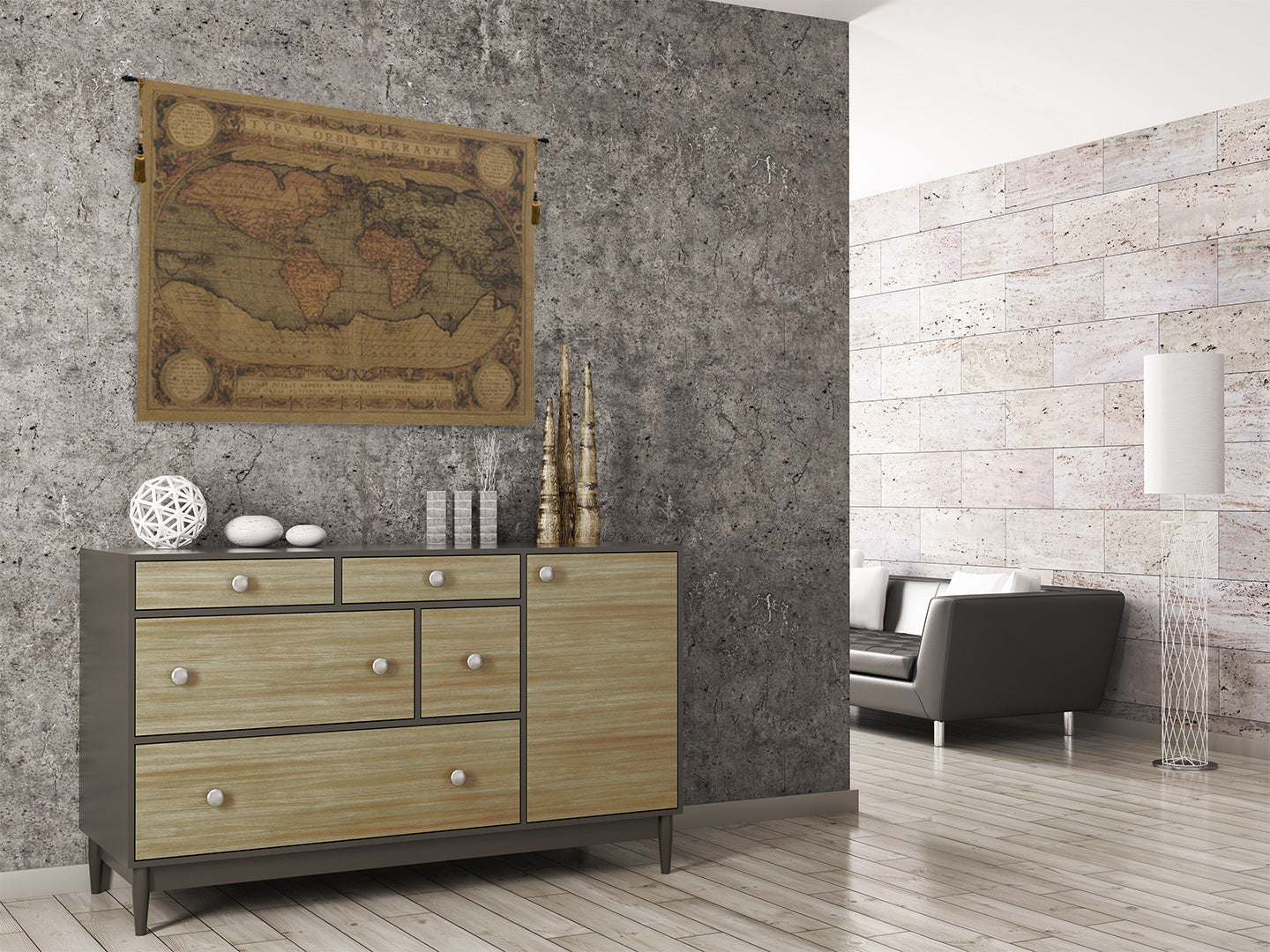 Antique Map European Tapestry