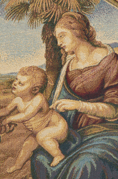 Sacred Family With Palm Italian Tapestry Wall Hanging