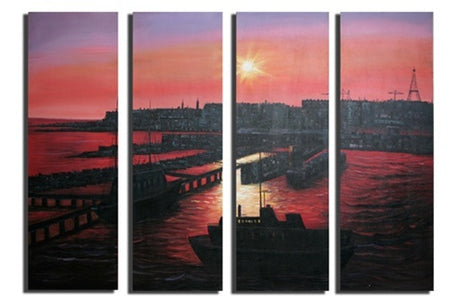 Sunset Seaport Canvas Art