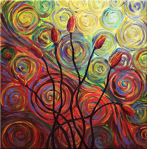 Psychedelic Tulips Canvas Art