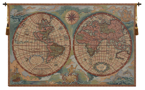 Antique Map I Small Italian Tapestry Wall Hanging