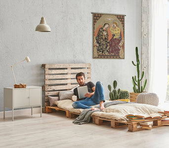 Madonna's Coronation Italian Tapestry Wall Hanging