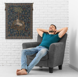 Licorne Captive Blue French Tapestry