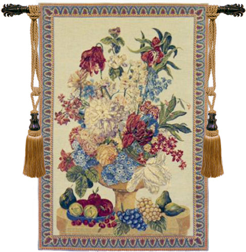 Bouquet With Grapes Vertical European Tapestry