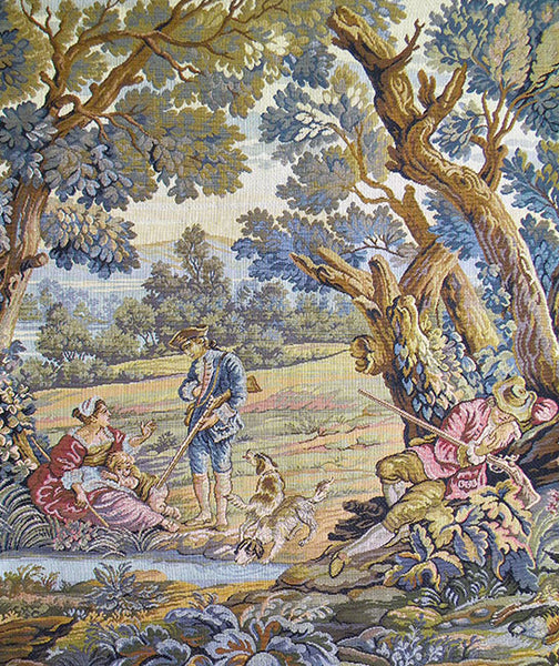 Hunters Resting Vertical Italian Tapestry Wall Hanging