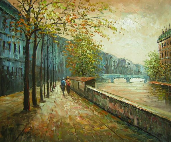 Walk Along the Canal Canvas Wall Art