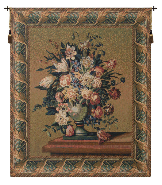 Breughel's Vase Green Belgian Tapestry Wall Hanging