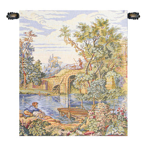 Fishing at the Lake Italian Tapestry Wall Hanging