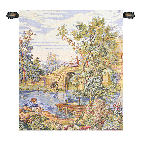 Fishing at the Lake Italian Tapestry Wall Hanging