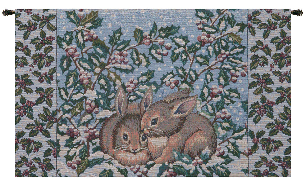 Holiday Bunnies Italian Tapestry Wall Hanging