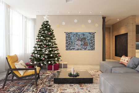 Holiday Snowman Italian Tapestry Wall Hanging