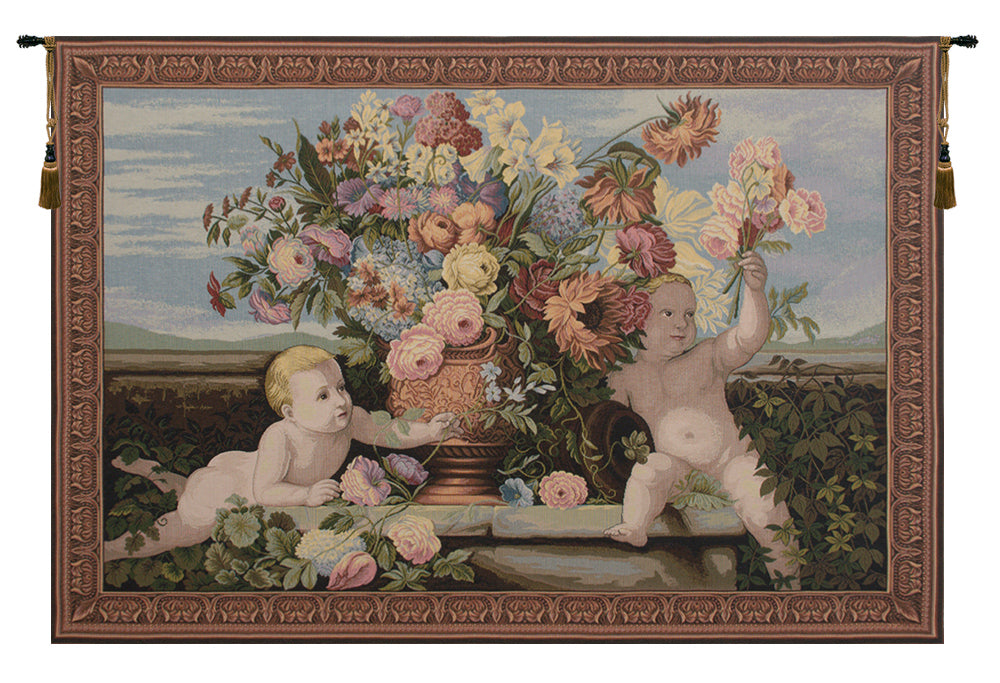 Angels and Flowers Italian Tapestry Wall Hanging