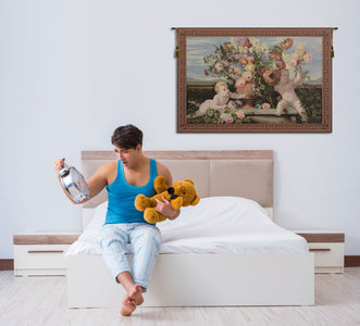 Angels and Flowers Italian Tapestry Wall Hanging