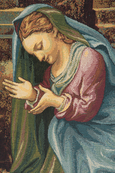 Madonna Adoring the Child Italian Tapestry Wall Hanging