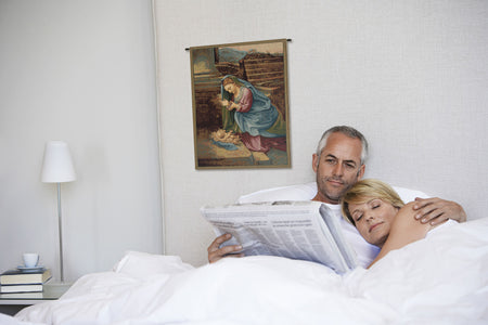 Madonna Adoring the Child Italian Tapestry Wall Hanging