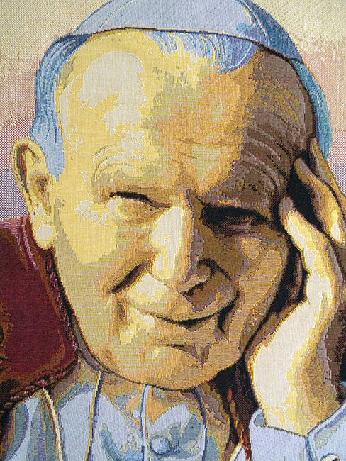 Pope John Paul II Papa Wojtyla Italian Tapestry Wall Hanging